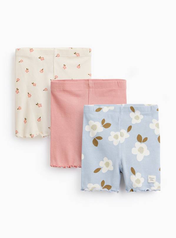 Floral Ribbed Shorts 3 Pack 9-12 months